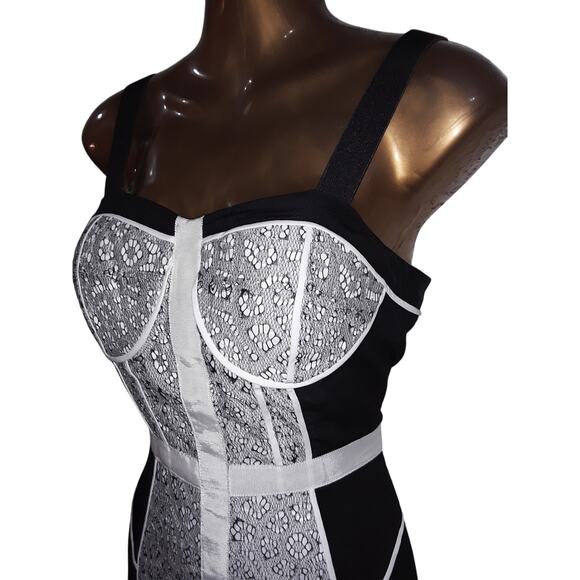 NWT Sz 2 Rebecca Minkoff CLARISSA Lacy Colorblock Corset Dress - Picture 4 of 10